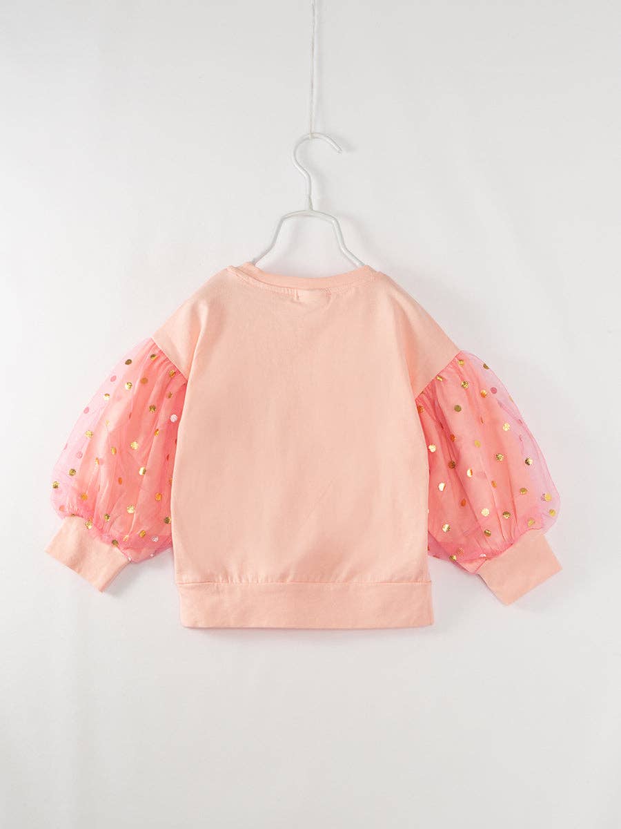 Halloween Pink Spooky Puff Sleeves Girl Top