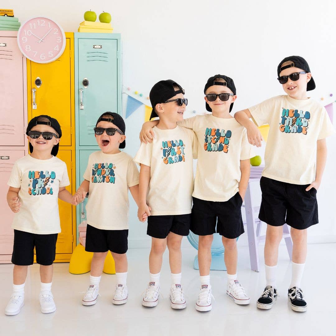Hello First Grade Short Sleeve T-Shirt - Back to School Kids