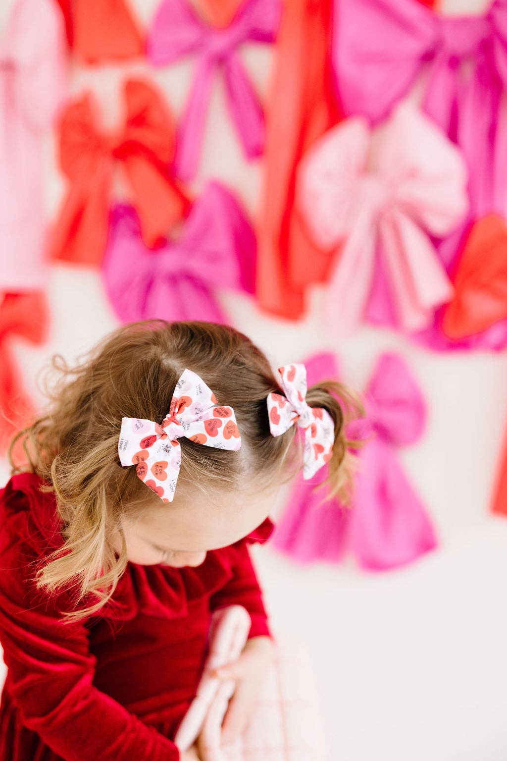 Red & Pink Conversation Small Pinwheel Pigtails
