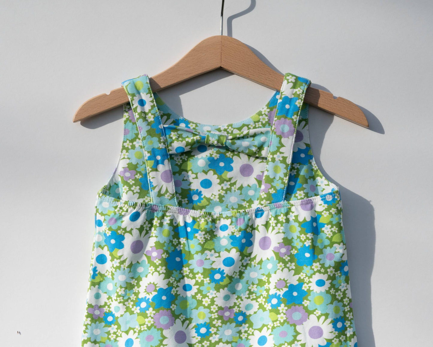 Blue & Green Flower Power Drop Waist Dress