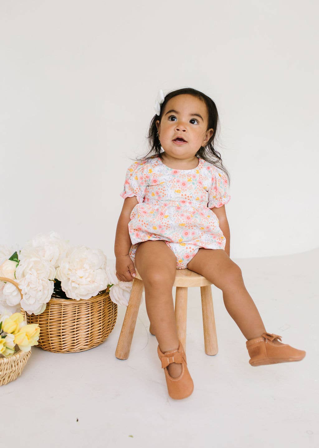 Quinn Poplin Romper in Bunny Field | baby clothing | Easter