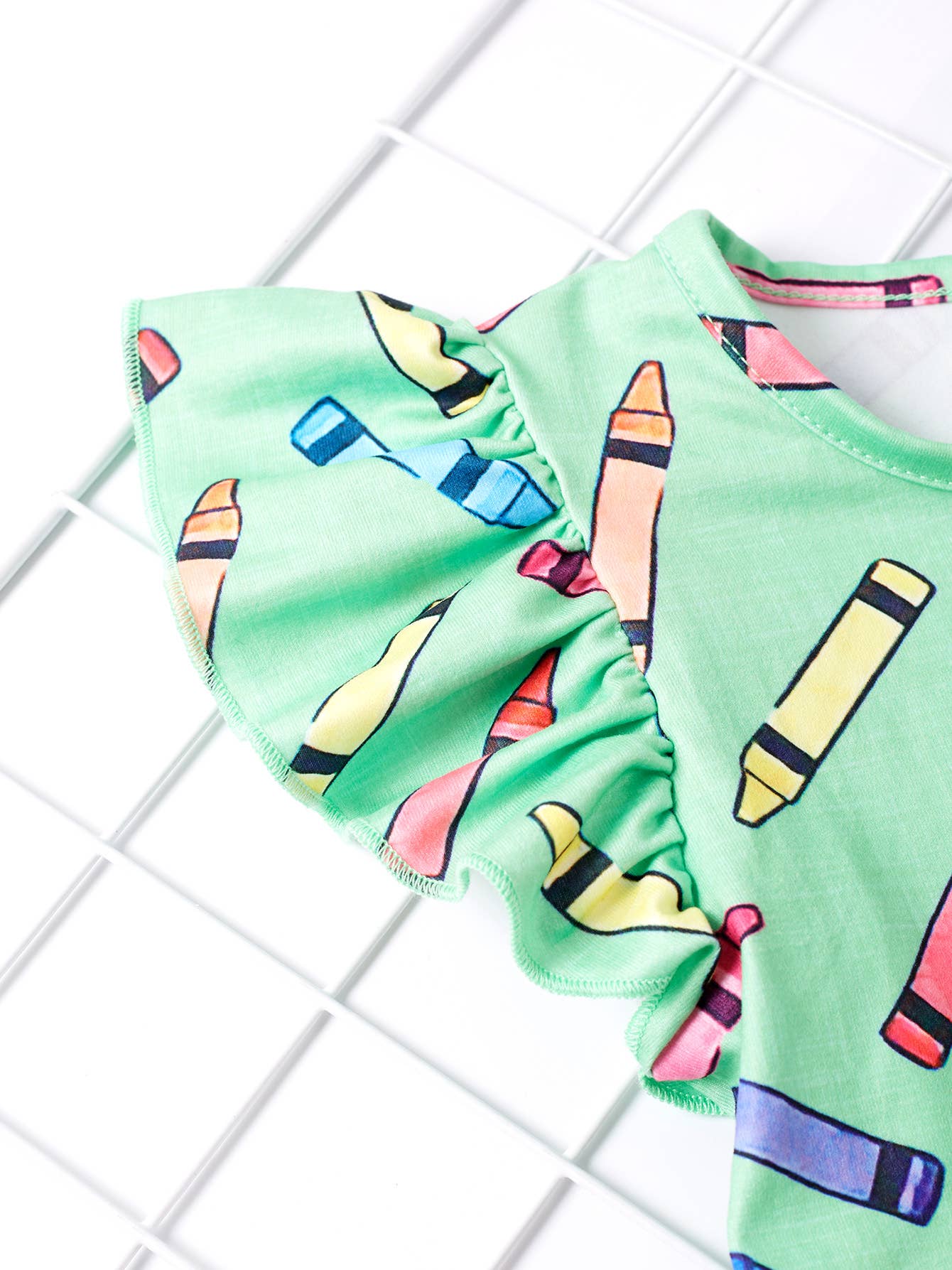 Girls Colorful Crayon Ruffle Flare Dress for back to school