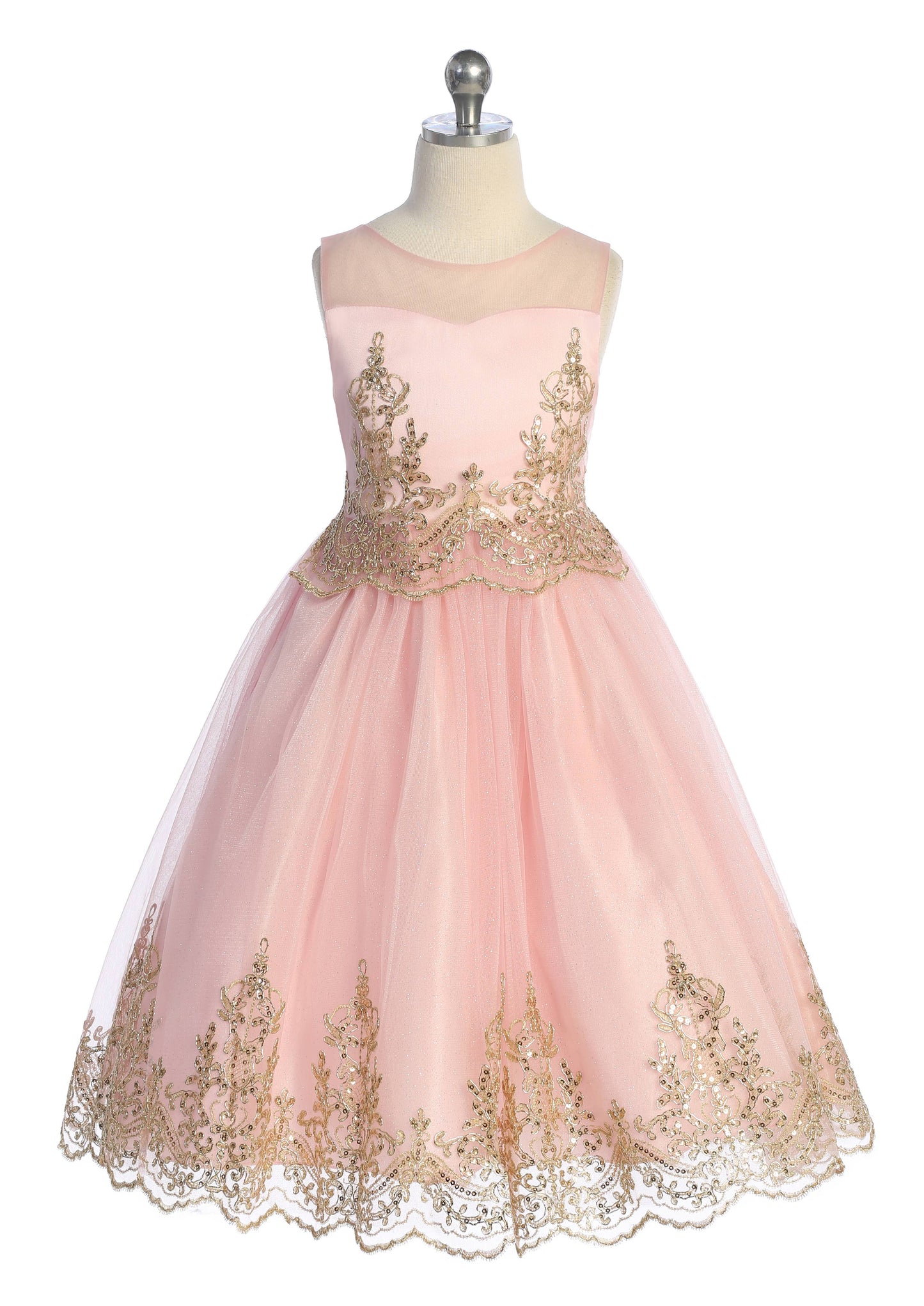 Gold Cording Embroidered Sleeveless Dress