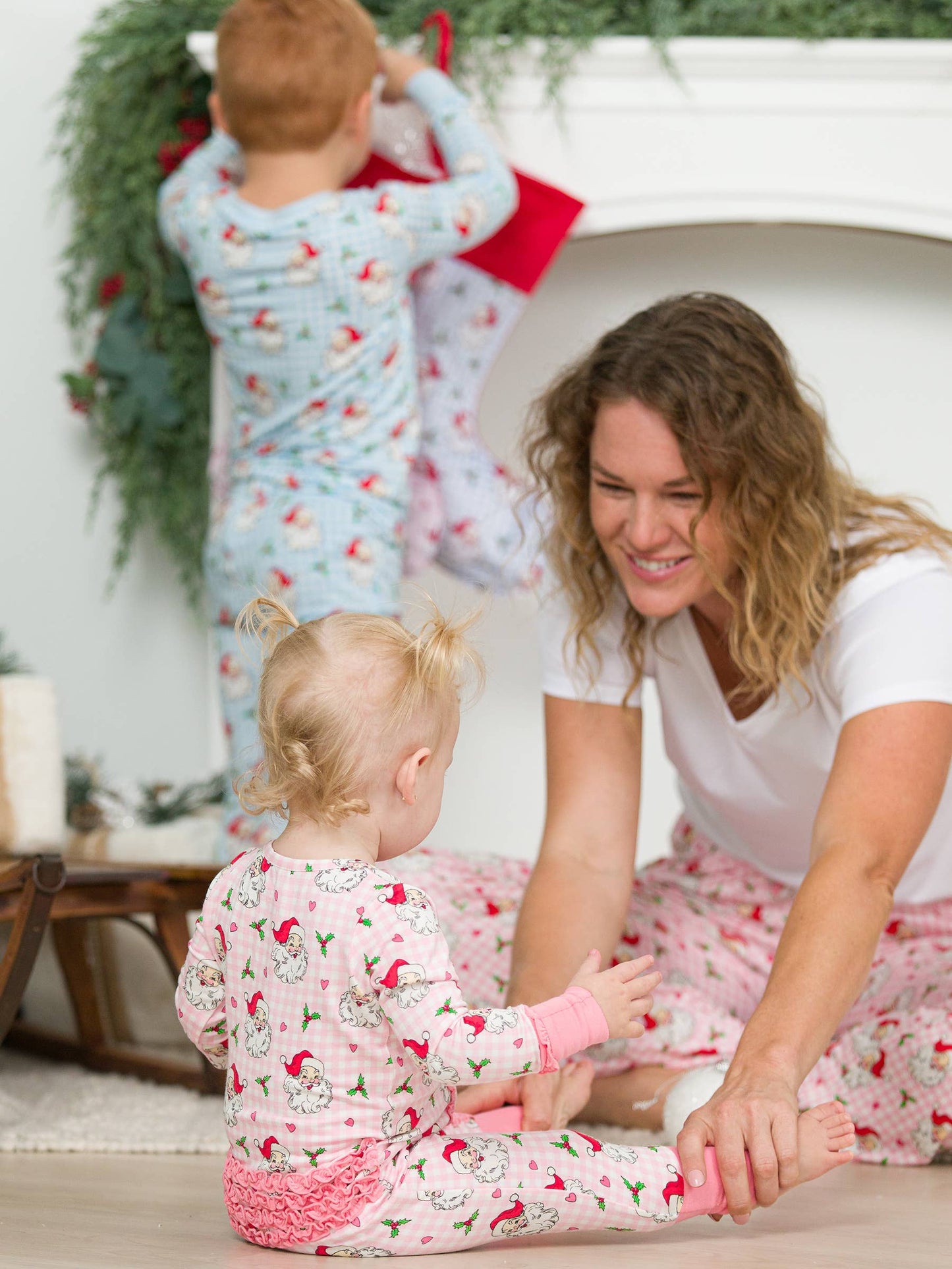 Baby Girls Dear Santa Bamboo Viscose Convertible Ruffle One Piece Pajama