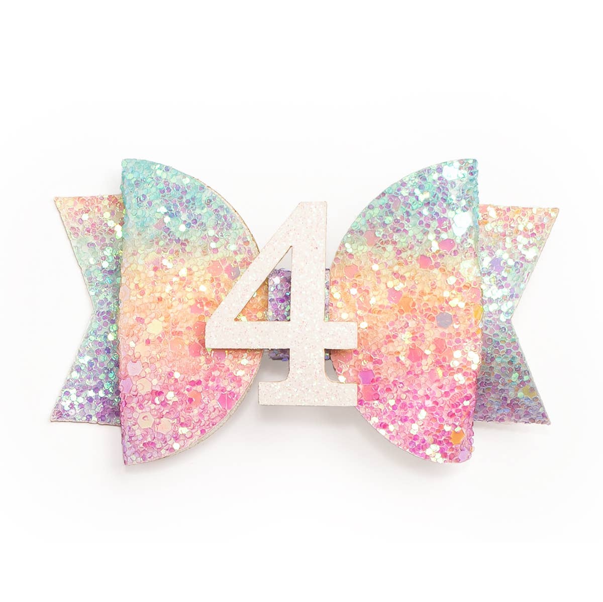 Pastel Rainbow Bow #4 Clip - Kids Birthday Hair Clip