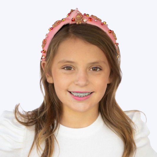 Kid Pink Gingerbread Knotted Headband