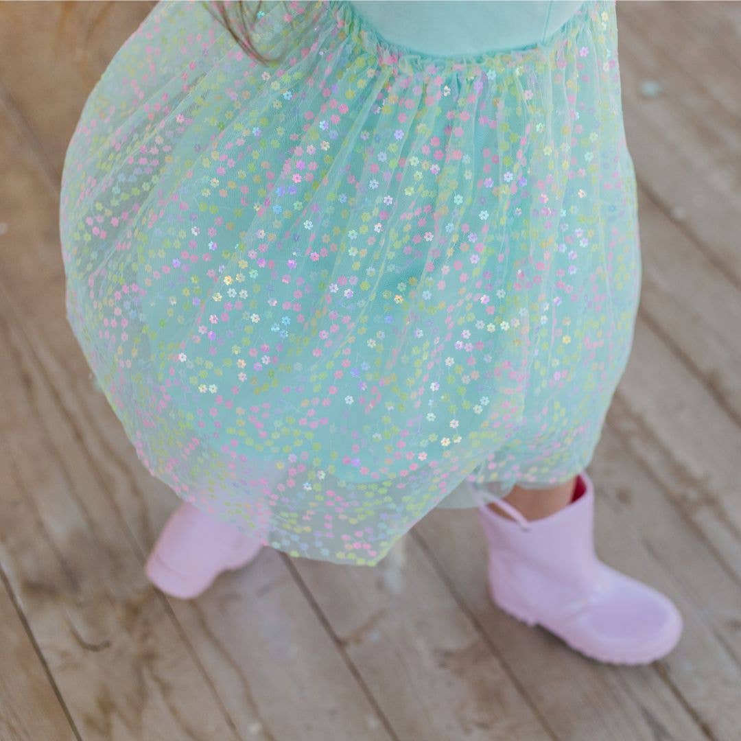 Robin's Egg Blue Confetti Flower Dress - Kids Easter Dress