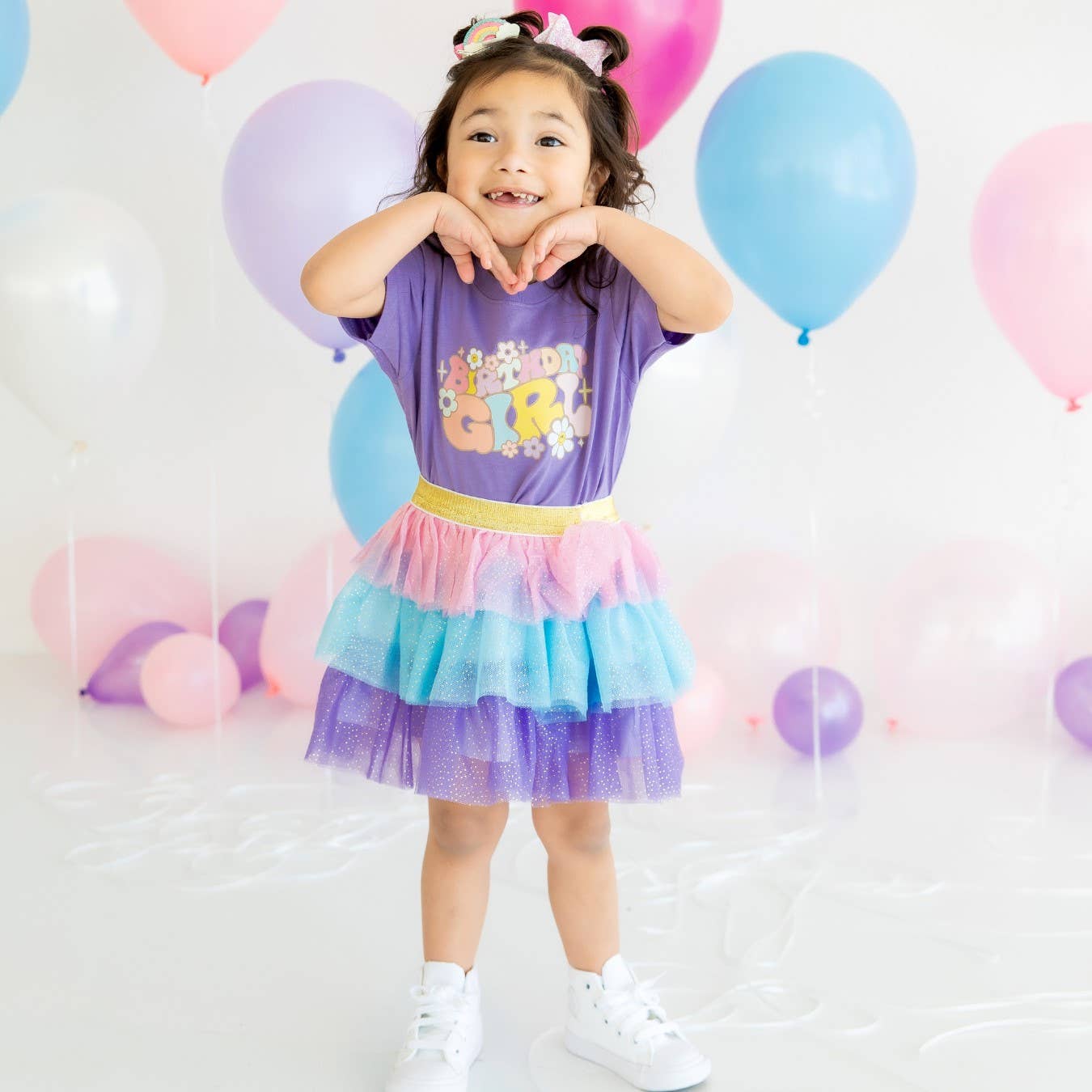 Groovy Birthday Girl Short Sleeve T-Shirt - Kids Birthday