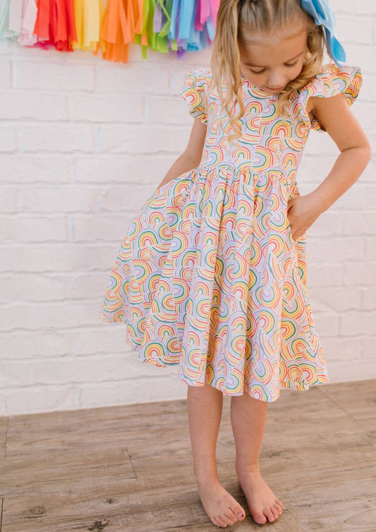 Olivia Dress in Primary Rainbow
