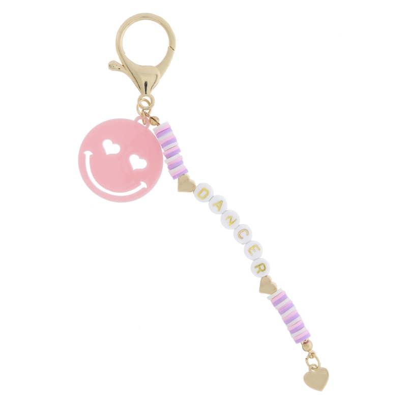 Light Pink & Lavender "DANCER", Heart Eyed Face Keychain