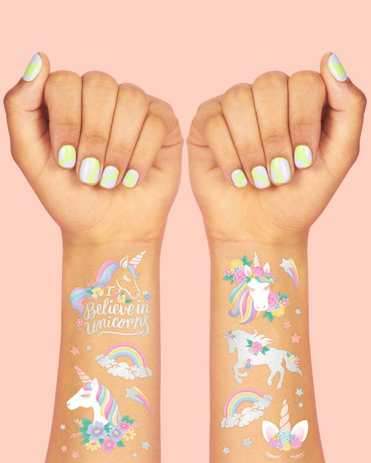 Unicorn Foil Kids Temporary Tattoos, Birthday Party Favor