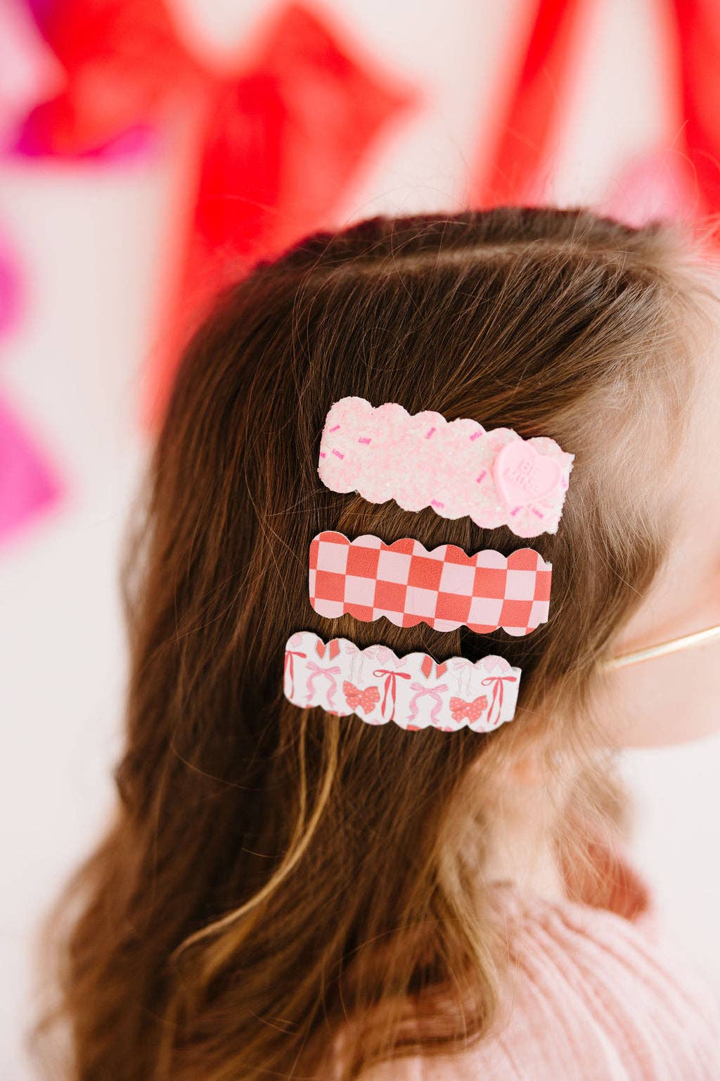 Bows, Hug Me & Checkered Snap Clip Set