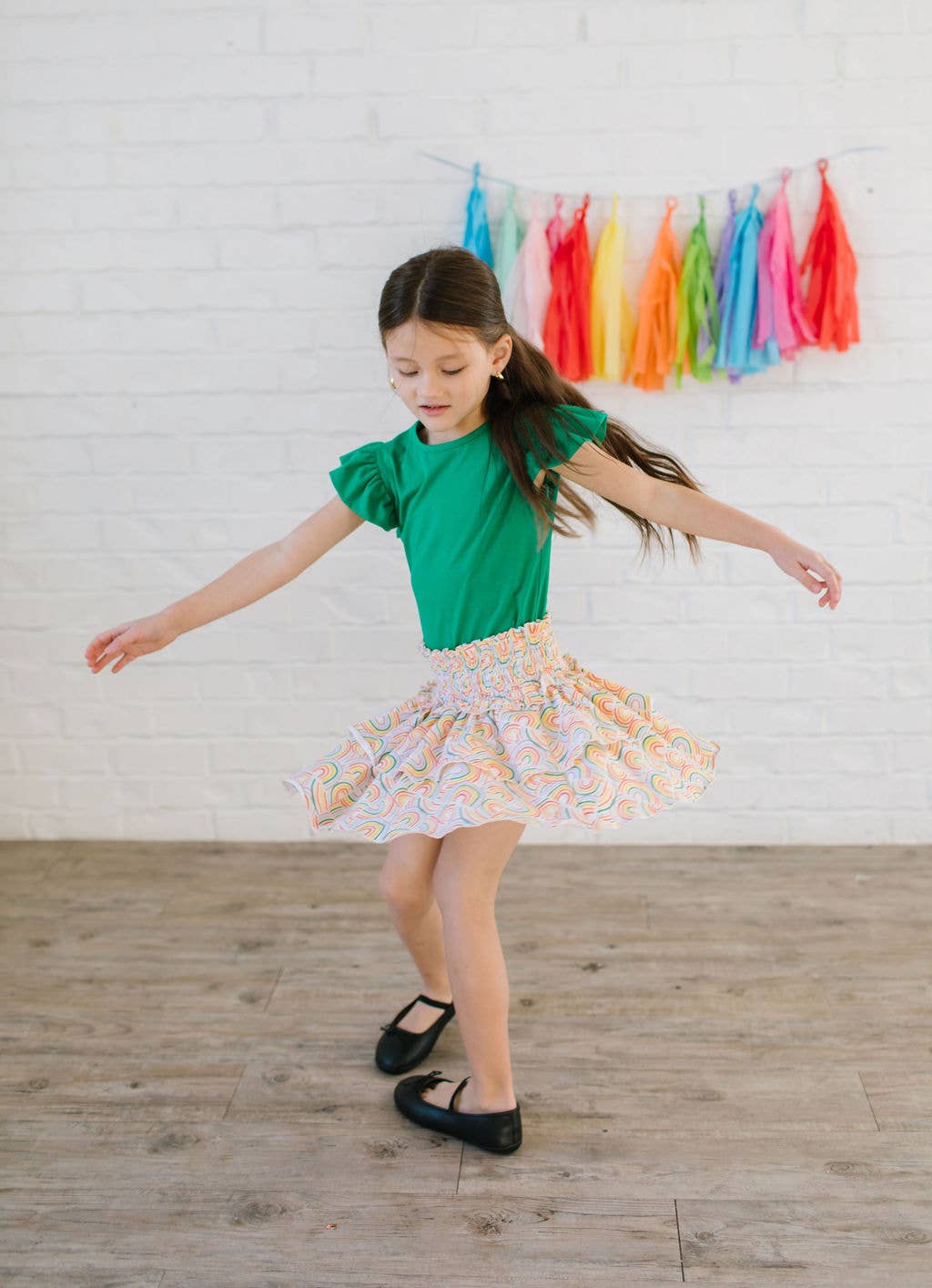 Ruffle Skort in Primary Rainbow