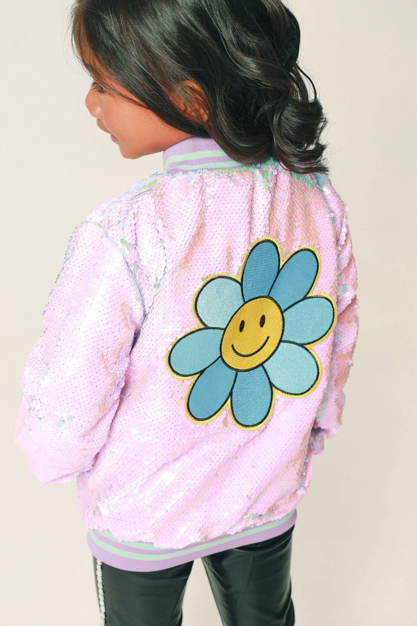 Purple Sequins Bomber Jacket