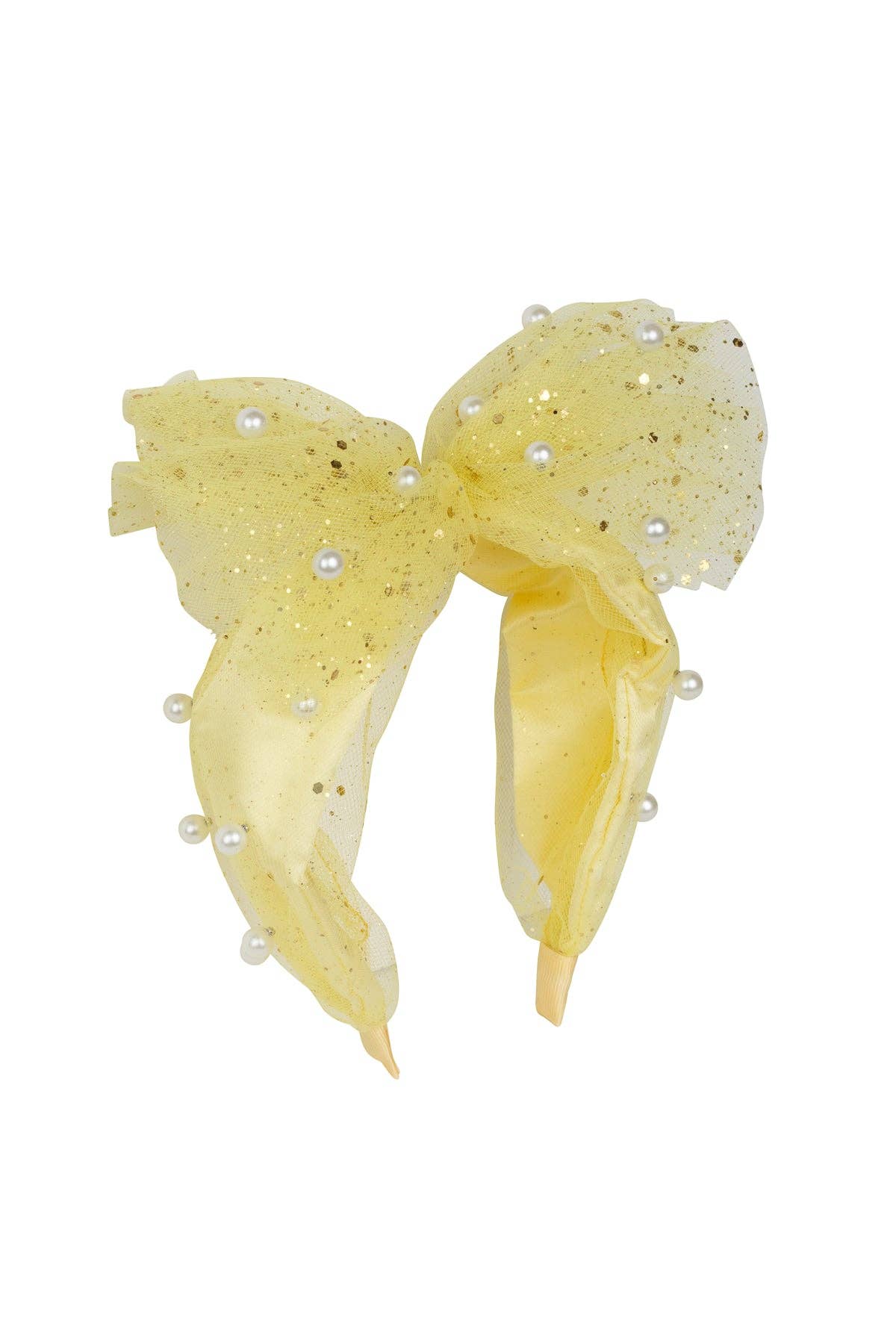 Tulle Pearl Headband - Yellow