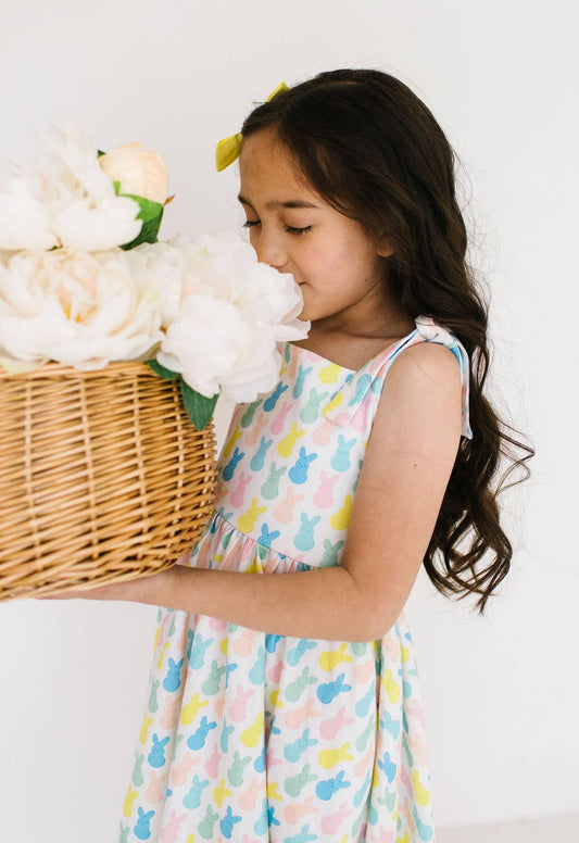 Valerie Twirl Dress in Marshmallow Bunny