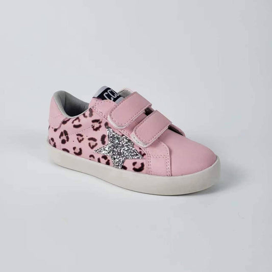Pink Leopard Velcro Star Sneakers
