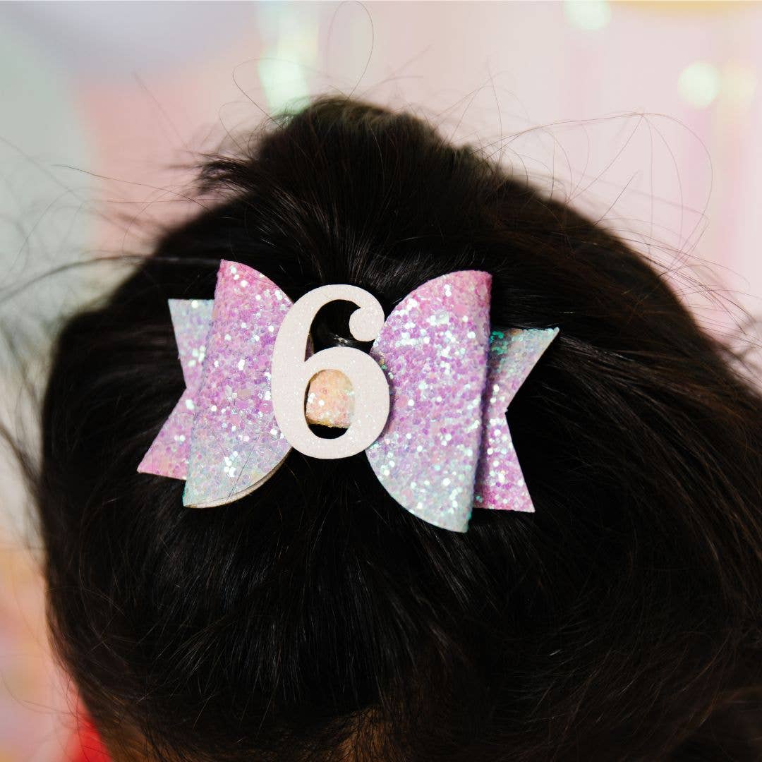Pastel Rainbow Bow #6 Clip - Kids Birthday Hair Clip