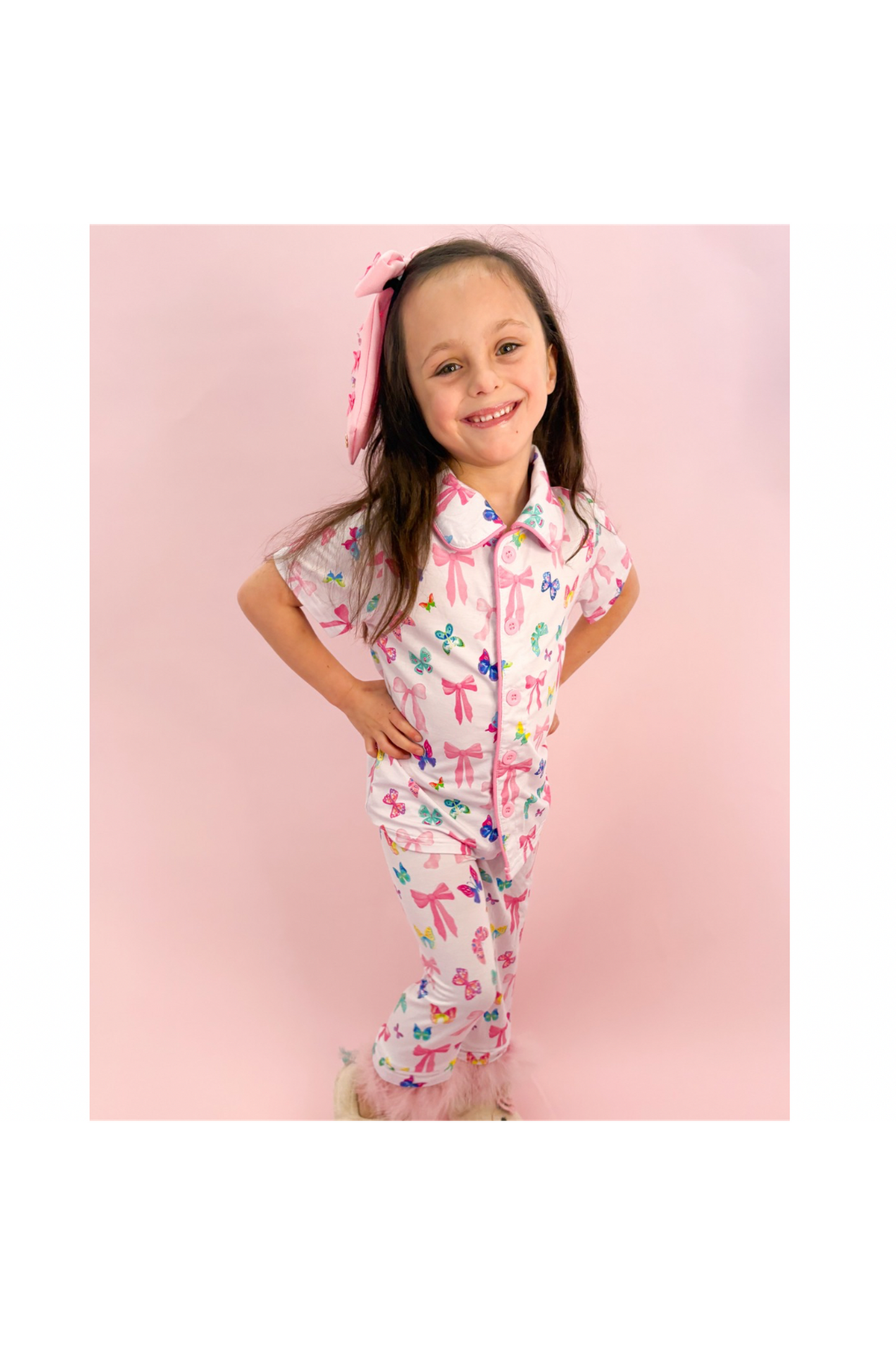 Bow and Butterfly Print Bamboo Feather PJs