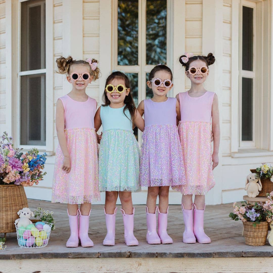 Robin's Egg Blue Confetti Flower Dress - Kids Easter Dress