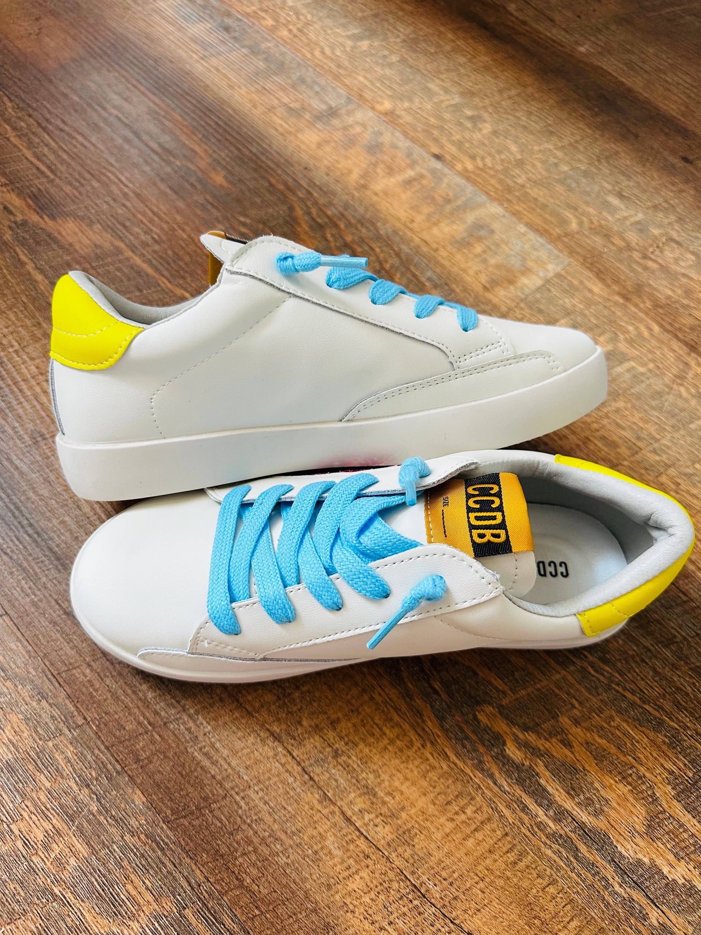 Pink Glitter Star Yellow and Blue Accent Sneakers - Kids