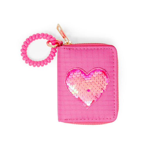 Sequin Heart Spiral Strap Wallet for Kids
