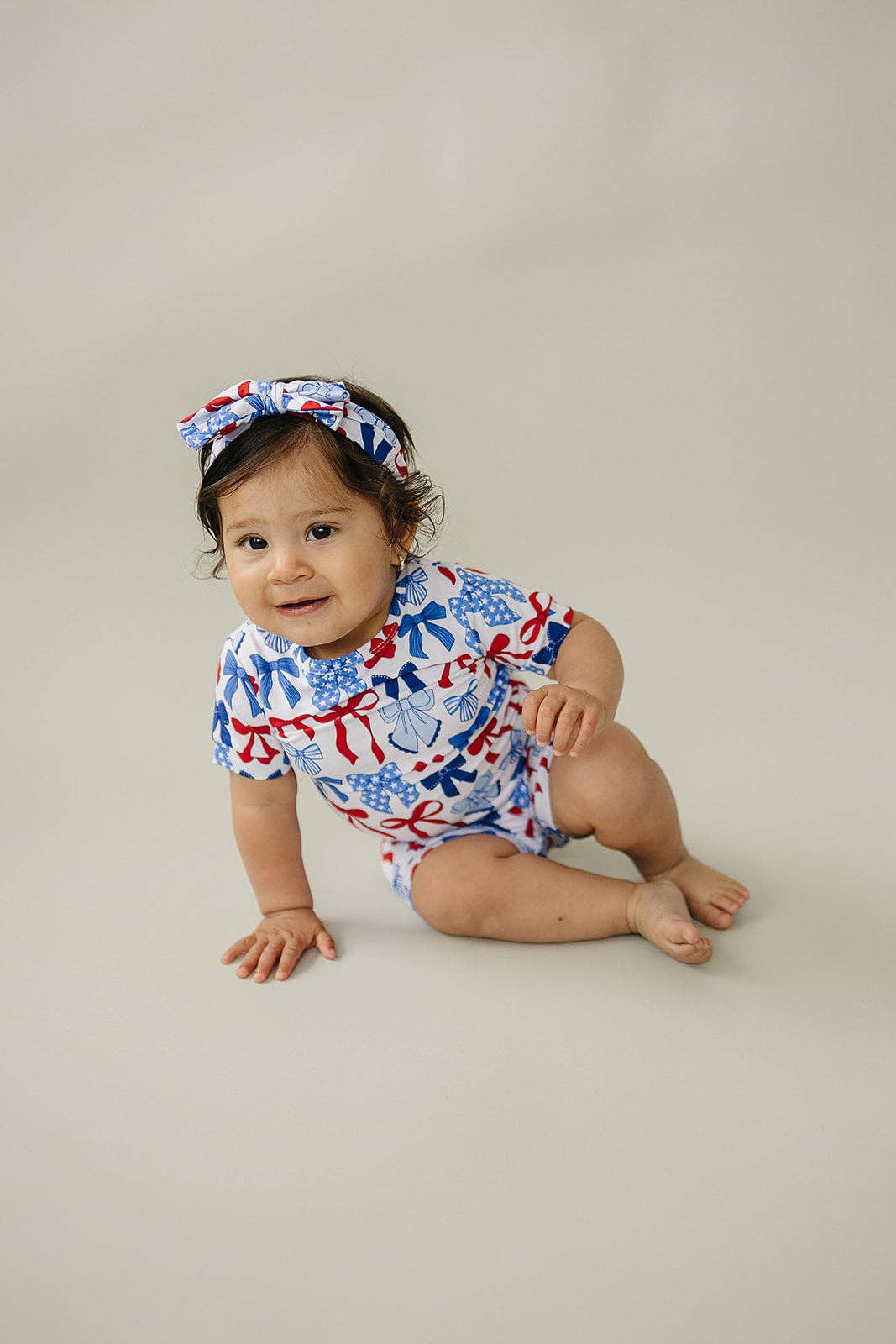 4th of July Bamboo Shorts Set | Red-White & Bows