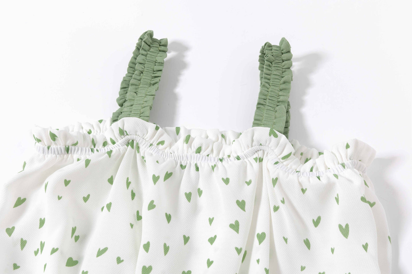 White Hearts Green Girls' Tank Blouse
