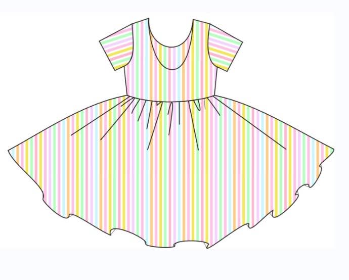 Classic Twirl Dress in Pastel Stripe
