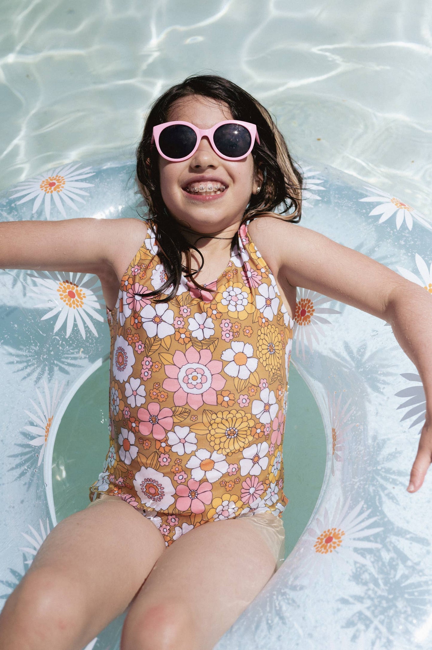 Boho Flower Power One Piece Swimsuit for Baby, Toddler and G