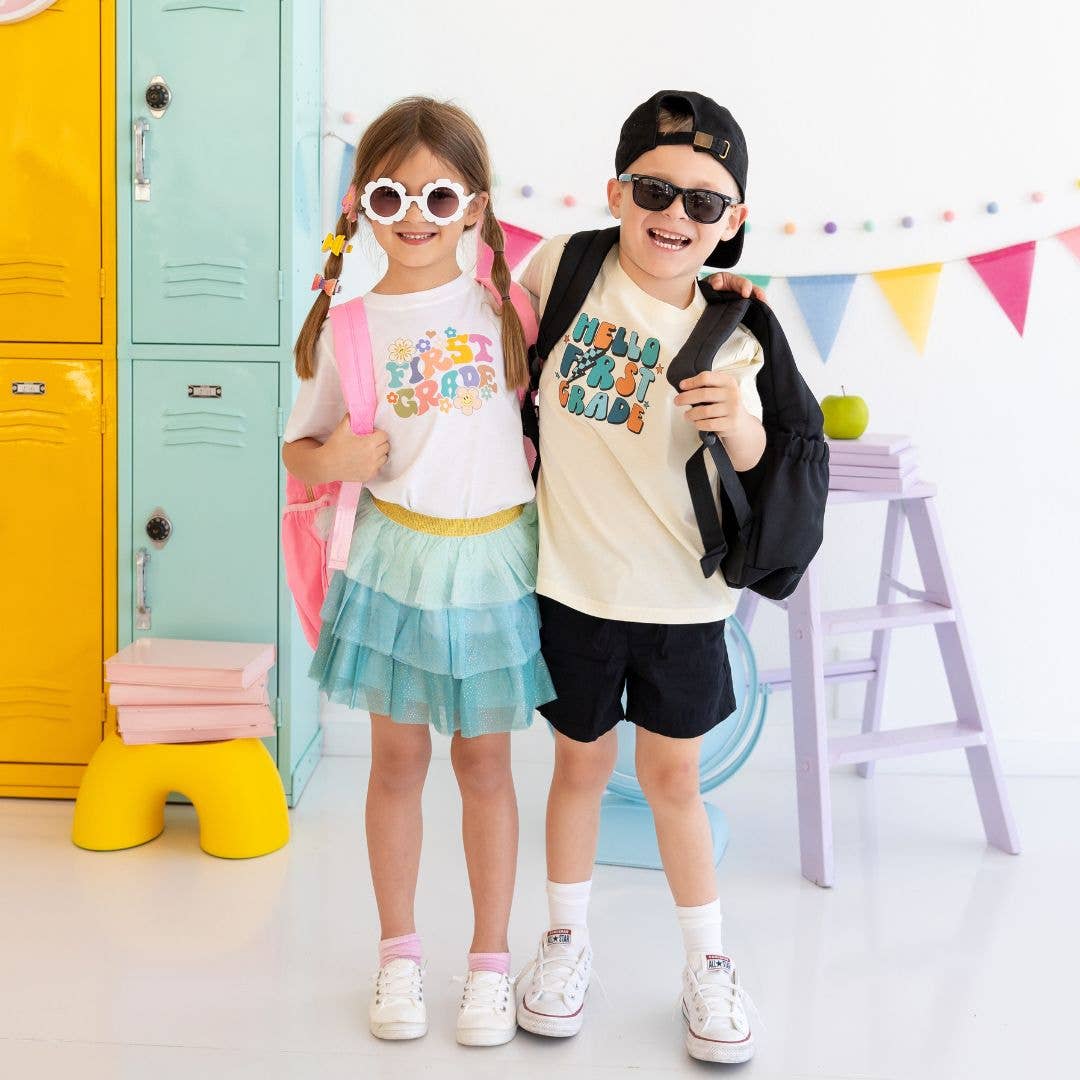 First Grade Retro Short Sleeve T-Shirt - Back To School