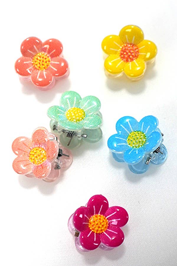 MINI FLOWER SET OF 6 HAIR CLAW CLIPS