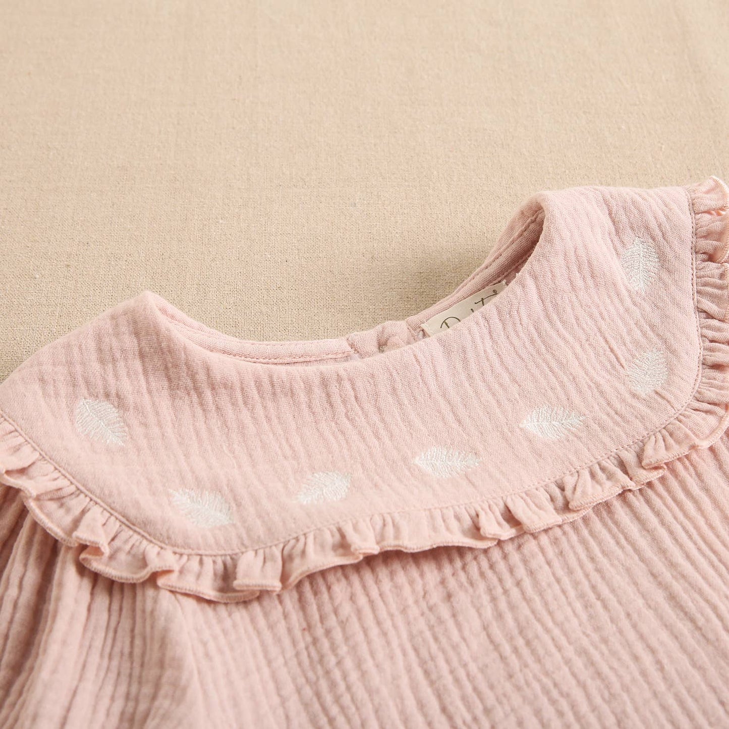 Girl's Bambula Fabric Blouse with Embroidered Details