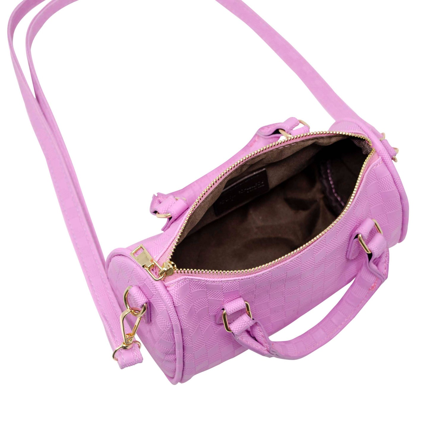 Checkered Canvas Duffle Handbag