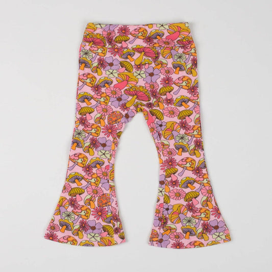 Groovy Mushroom Jersey Bell Bottom Flare Pants Girls
