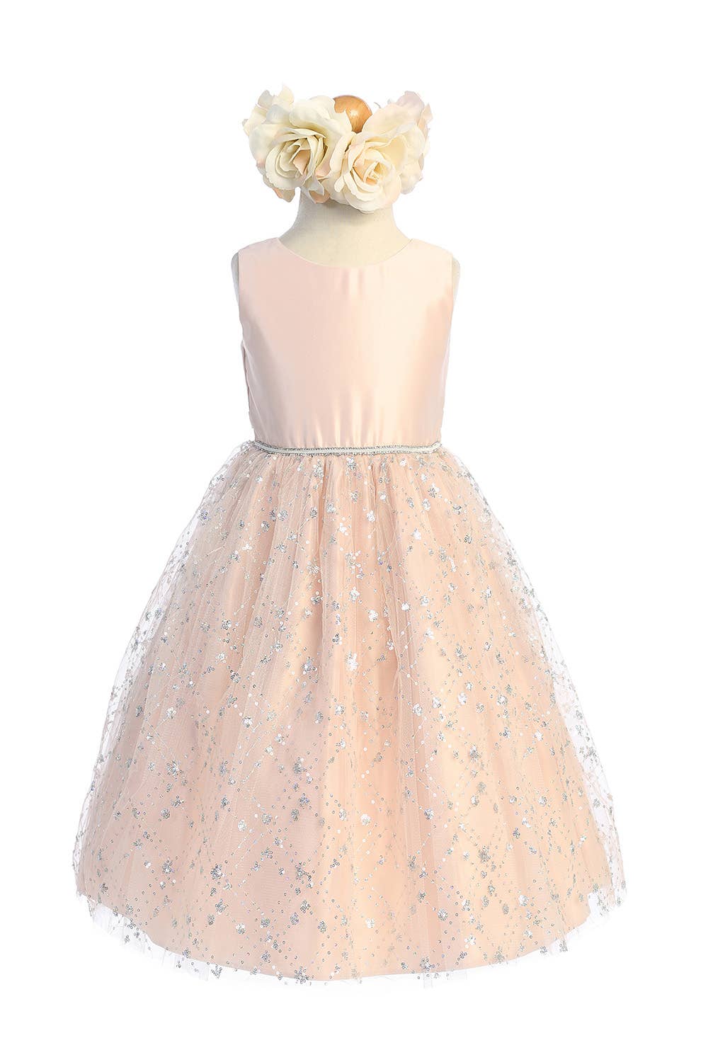 sequin diamond tulle skirt with satin top
