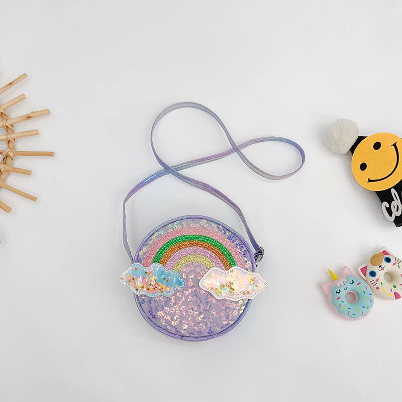 Girls Rainbow Sequined Crossbody Bag small Coin Purse