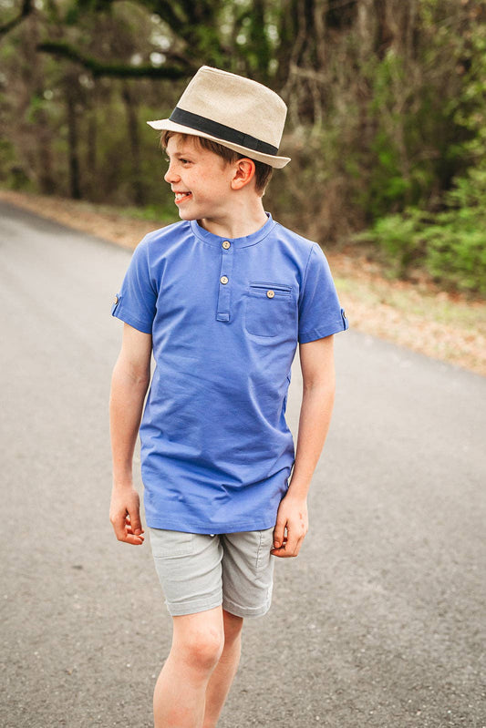 Boys Bright Blue Short Sleeve Tee, sensory friendly