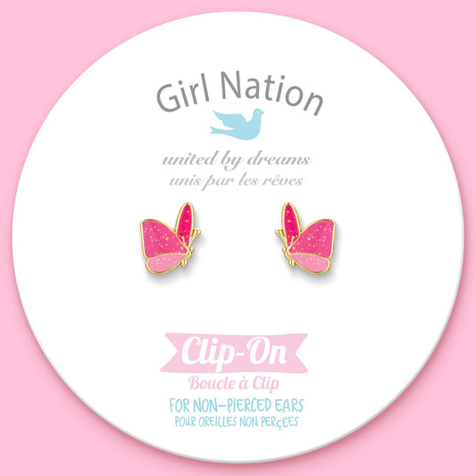 CLIP ON Cutie Earrings- Glitter Butterfly