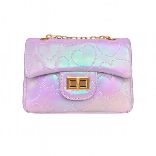 Shiny Dotted Heart Classic Handbag