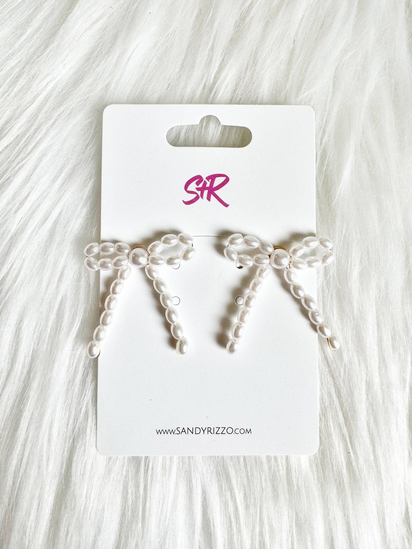Beaded Pearl Bow Stud