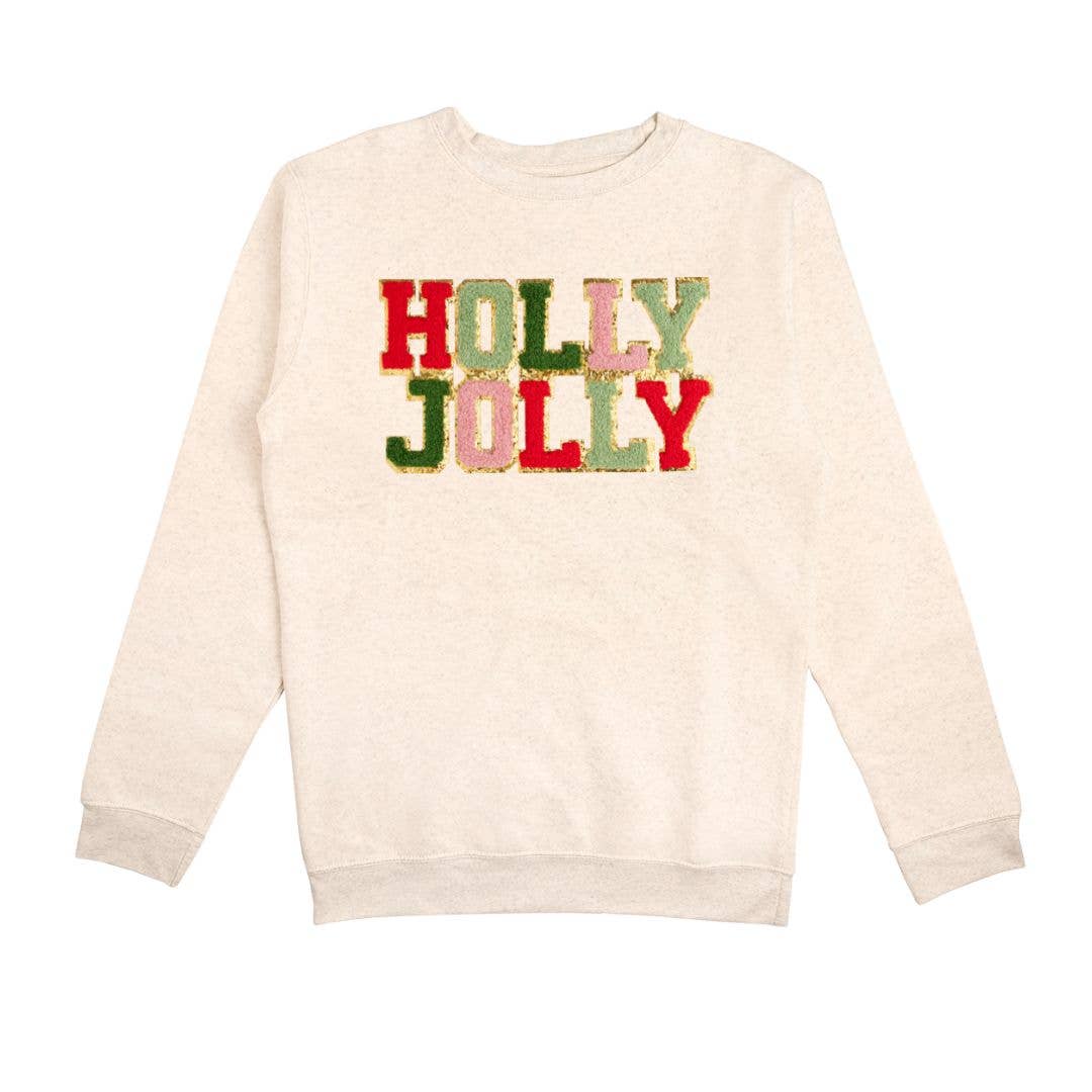 Holly Jolly Patch Christmas Adult Sweatshirt - Holiday