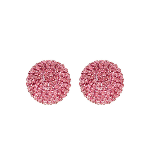 Rhinestone Pave Sphere Disco Ball Stud Earrings