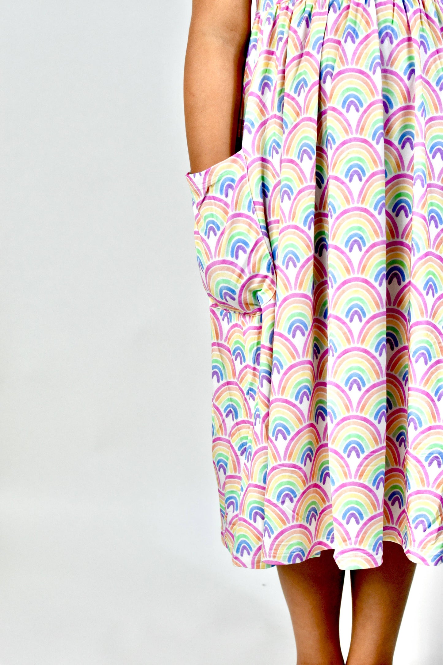 Bamboo Rainbow Twirl Dress with Pockets for Girls