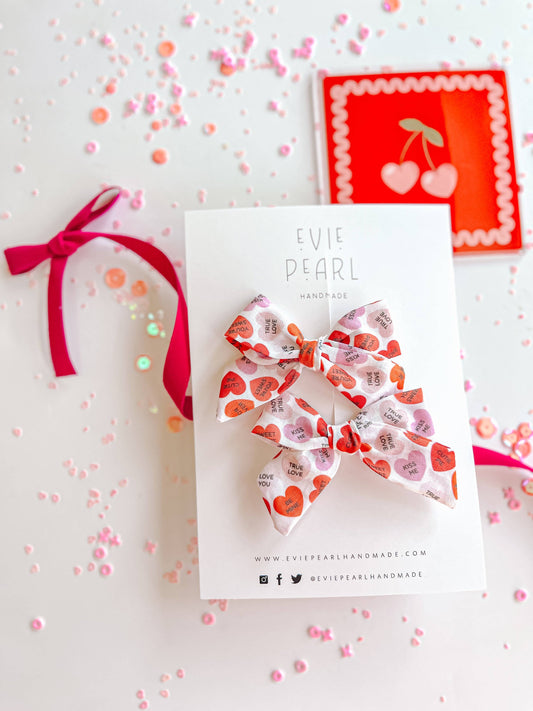 Red & Pink Conversation Small Pinwheel Pigtails