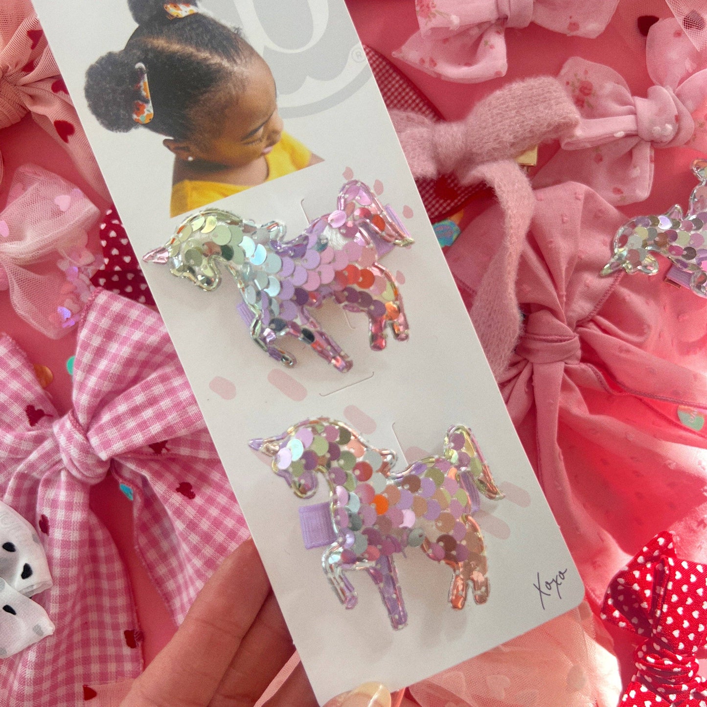 2PK NOVELTY CLIPS: pink multi unicorn