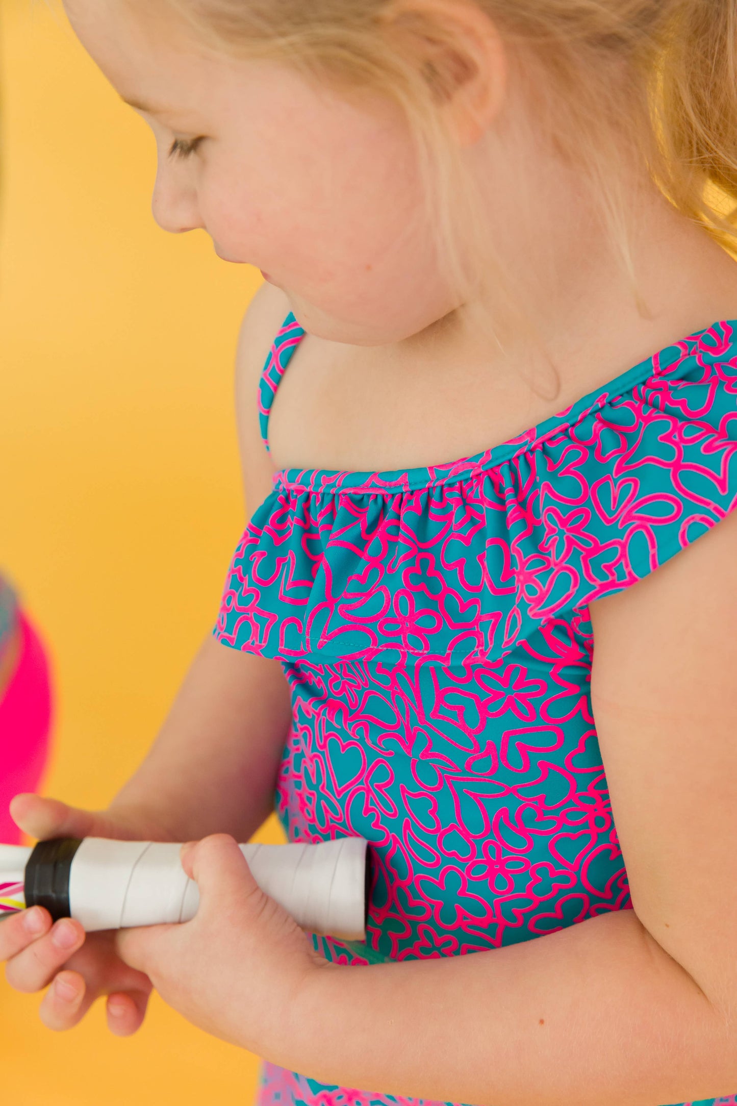 Girls Neon Glow Active Tennis Dress & Bike Short Set