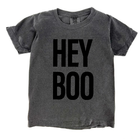 Hey Boo | Kids & Adult Halloween Tee | Comfort Colors