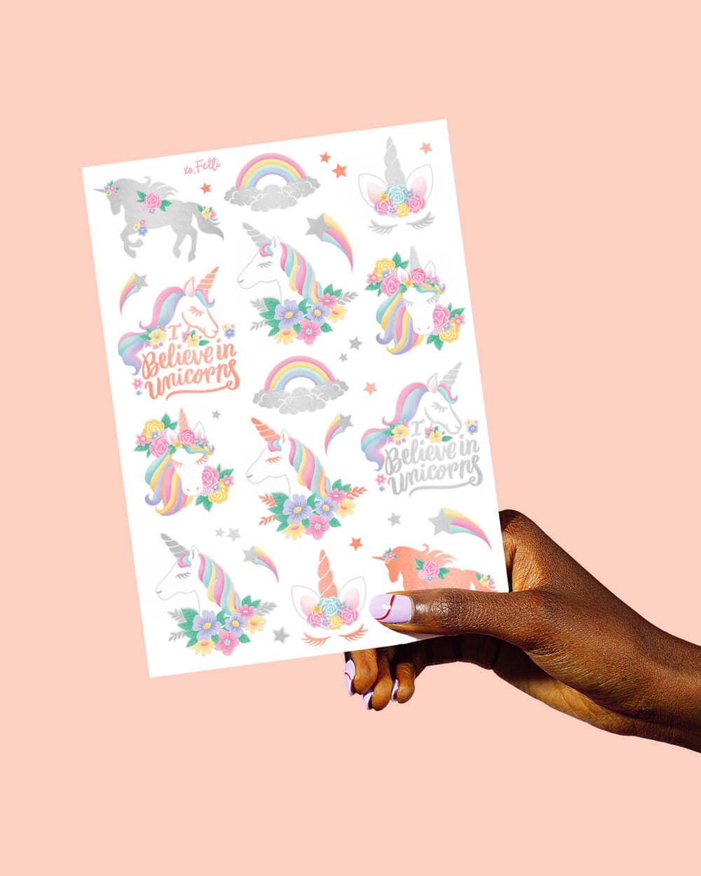 Unicorn Foil Kids Temporary Tattoos, Birthday Party Favor
