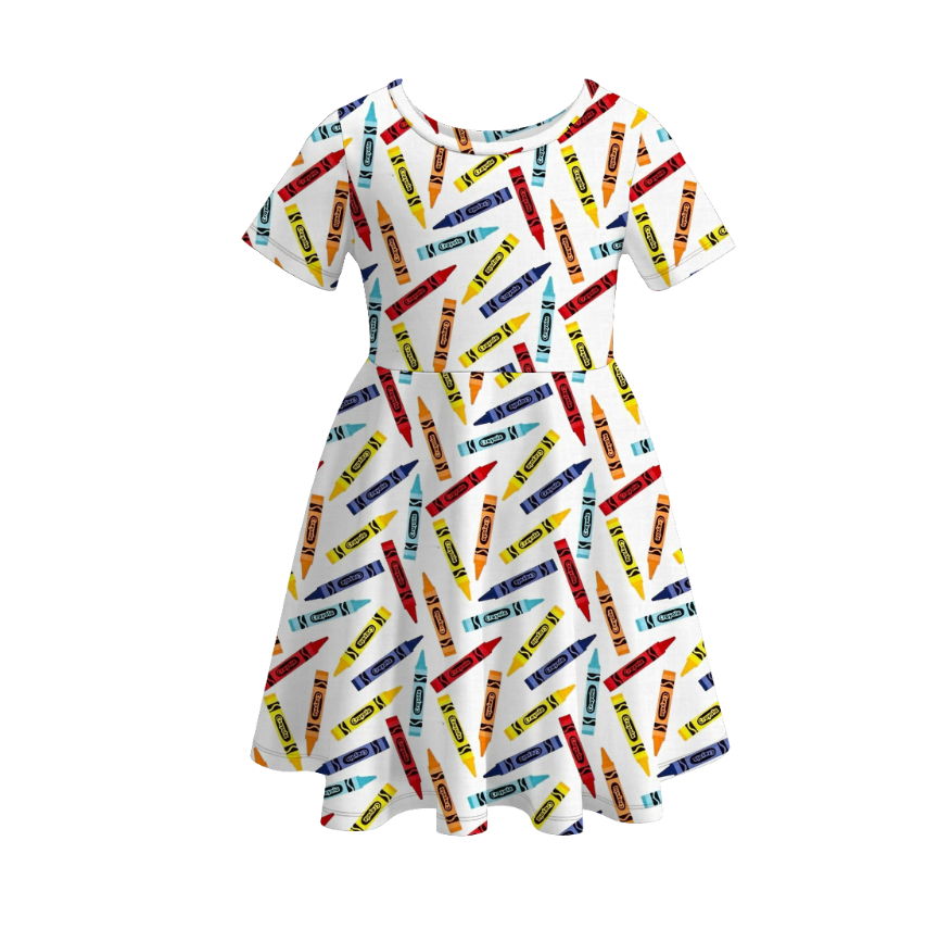 Back to School flutter Dress Smiley rainbow dress